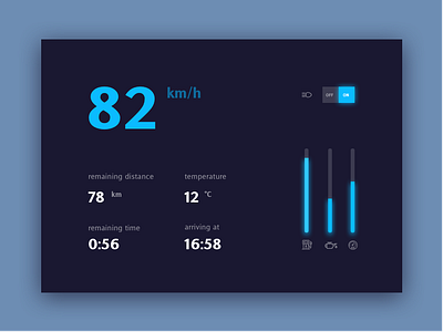 Daily UI #034 - Car Interface car car interface challenge clean daily ui 034 daily ui challenge dailyui distance gas icon interface interface design minimal oil simple speed temperature