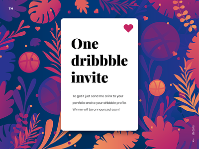 Dribbble invite - Daily UI Challenge 044 -Favorites add to favorites challenge colors daily ui daily ui challenge design dribbble invite dribbble invite giveaway favorite favorite card favorite icon favorites giveaway heart illustration invite invite giveaway typography ui vector