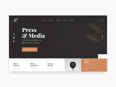 Daily UI Challenge #051 - Press Page clean daily ui 051 daily ui challenge hot air ballon landing page landing page concept layout layout design media media kit minimal octo octo studio press press and media press kit press page press release typography ux