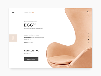 Daily UI Challenge #056 - Breadcrumbs add to basket add to cart breadcrumb breadcrumbs chair challenge clean daily ui daily ui challenge dailyui design ecommerce minimal product shoping single product the egg chair ui ux web page design