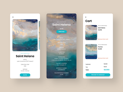 Shopping Cart app art art delership artwork cart checkout clean colors daily ui daily ui challenge design e commerce app ecommerce ecommerce design minimal shopping app shopping cart single product ui ux