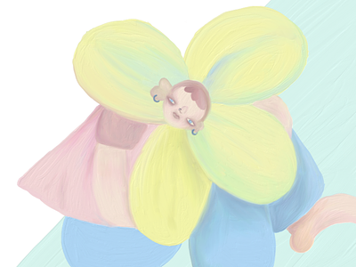 FLOWER GIRL art digital art flowers illustration ipad pro oil paint brush pastel shapes textures