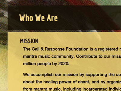 Call and Response Foundation Mission Page inspiration mantra music negc2013 nonprofit spiritual web design wordpress