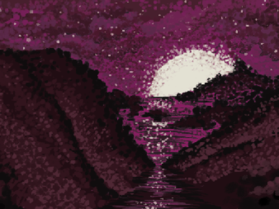 Moonlight cont. illustration moon mountains night purple reflection sky