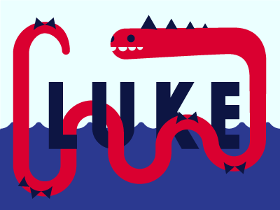 For Luke blue card dinosaur red