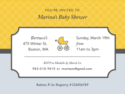 Baby Shower Invite baby shower gray invite yellow