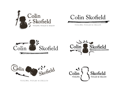 Colin Skofield Logo bow brand cello craftsman instruments logo luthier musical musician strings viola violin
