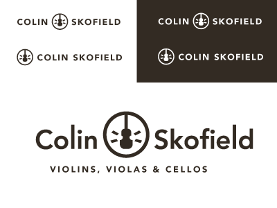 Colin Skofield Logo pt. 2 bow brand cello craftsman instruments logo luthier musical musician strings viola violin