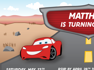 Cars Birthday Invite! cars design gradient illustration illustrator pixar print vector