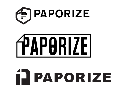 Paporize Logo Initial Concepts document encryption file lock logo security tracker