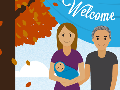 Welcome autumn baby birth boy card fall gift goose illustration illustrator parents vector