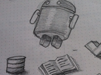 Doodle android book check database doodle feet hand drawn sketch