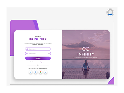 Web Sign in Page for Infinity less is more minimal simple design ui web