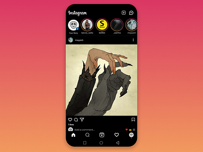 Replica of Instagram's Homepage dark darkmode icon instagram ui