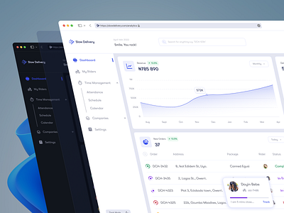 Admin Dashboard Concept for Slow Delivery admin dark data visualisation delivery design logistics minimal performance product design revenue rider simple design status sweet ui track ui ux