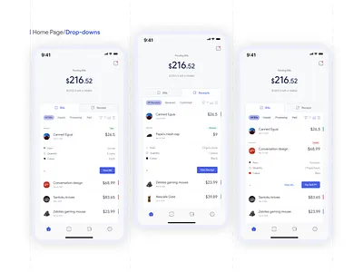 Receipts and Bill Management App admin app app design bill design dollar drop down minimal mobile mobile app design product design receipt simple design ui ui design uiux uiux design ux ux design wallet