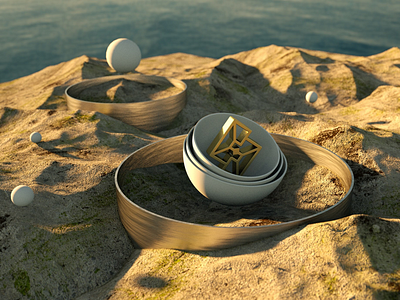 My Island 🏝 3d cinema4d daily dreamer gold island logo model on practice study unreal