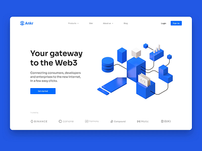 Ankr landing page animation art direction blockchain branding cloud computing crypto illustration infographic interactive landing nodes product ui ux website