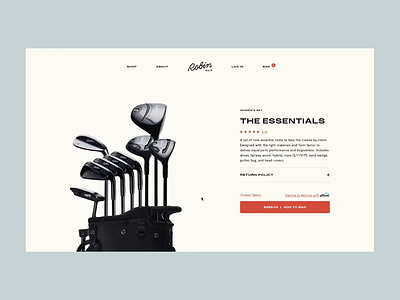 Golf brand product display page 2d animation interaction design javascript motion typography