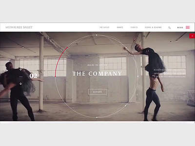 Ballet company homepage and menu animation 2d css animation interaction design javascript motion svg animation video background
