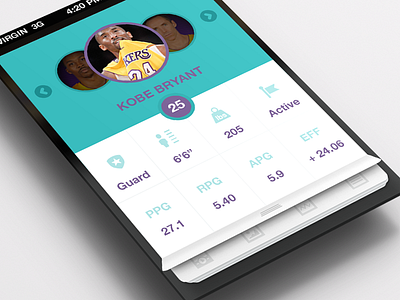 Player Cards Carousel Menu app basketball card carousel iphone menu mobile player ui