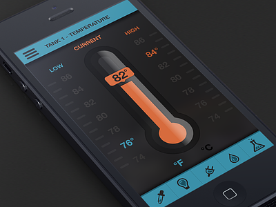 Temperature Control aquarium high icons iphone low menu mobile remote tank temperature thermometer ui