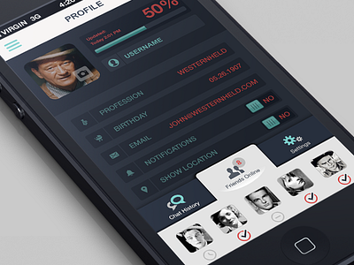 Online Friends - iPhone App app buttons design ios iphone online status profile tooltip ui