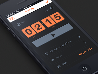 Timer app buttons flip clock iphone menu play timer ui
