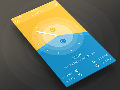 Daylight App ios7 app climacons daylight design ios7 iphone 5 mobile moon nav navigation sun ui