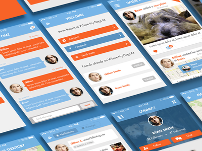 Dog Land - iPhone App chat design dog feed iphone 5 mobile navigation ui