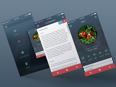 Aquarium App app design fish icons iphone mobile nav navigation reef saltwater tank ui