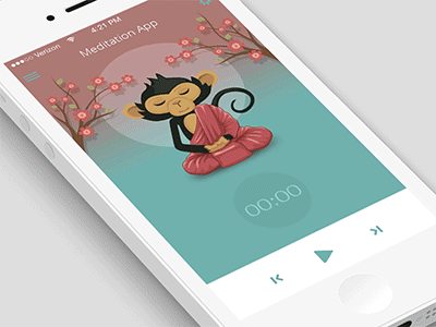Timer - Meditation App animation app countdown icons illustration iphone meditate monkey playlist timer ui ux