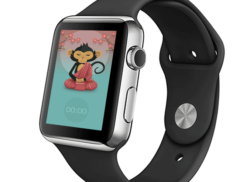 Apple Watch - Meditation App animation app countdown icons illustration meditate monkey timer ui ux watch