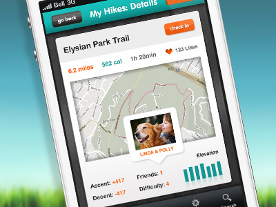 Hike Details - iPhone app app buttons check in design gui hike interface iphone mobile ui ux