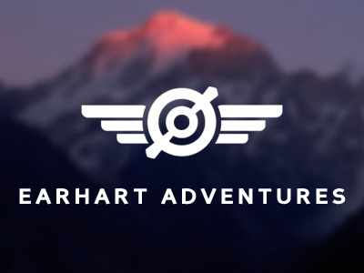 Earhart Adventures Logo airplane design icon identity logo propeller travel wings