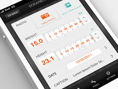 iPhone App - Weight/Height Enter app height input iphone mobile photo ui weight