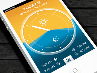 Simple Daylight App app climacons daylight design iphone mobile moon nav navigation sun ui