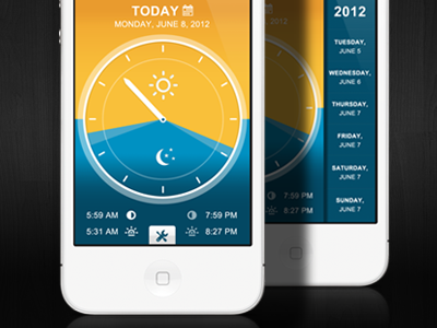 Simple Daylight App - Day Select app climacons daylight design iphone mobile moon nav navigation sun ui