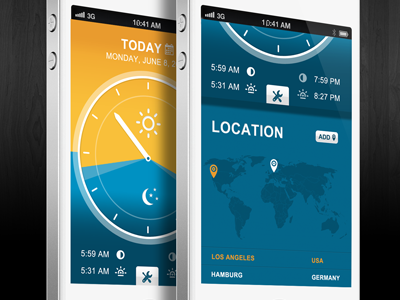 Simple Daylight App - Add Location app daylight design iphone location mobile moon nav navigation sun ui