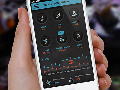 Saltwater Tank Dashboard - iPhone Version app control center coral dashboard fish icons ios ipad iphone menu stats