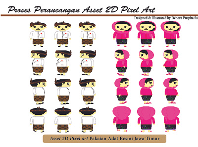 Asset Game Pixel Art 2D_Pakaian Adat Resmi Jawa Timur branding design graphic design illustration illustration art vector