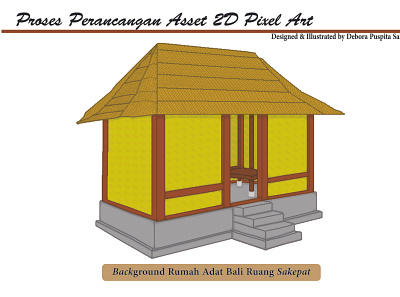 Asset Game Pixel Art 2D_Rumah Adat Bali "Ruang Sakepat" branding design graphic design illustration art vector