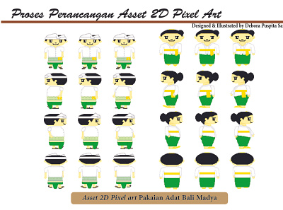 Asset Game Pixel Art 2D_Pakaian Adat Bali "Madya" branding design graphic design illustration illustration art vector