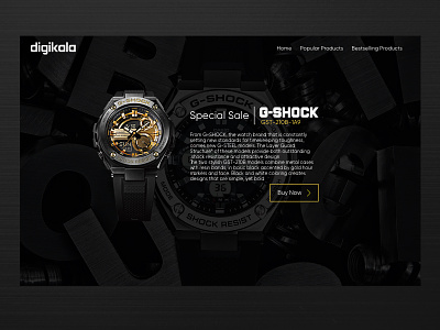 G-SHOCK Page Design casio clock digikala g shock landing landing page ui watch