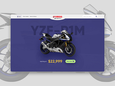 Yamaha YZF-R1M bike Landing Page jafari landing motorcycle sketch thirty ui thirtyui web webdesign yamaha