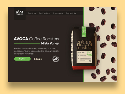 Avoca Coffee Product Page Concept avoca coffee coffee design dribbble landing landing page product page ui web design
