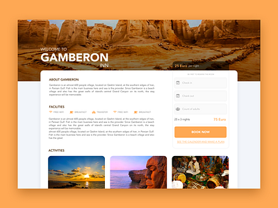 Gamberon Inn Website gamberon hostel hotel inn landing landing page persian gulf reserve ui web design webdesign