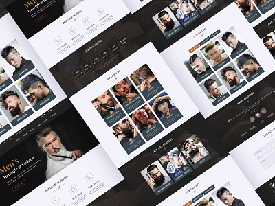 Men's Haircut Salon Website Design dashboard header illustration landing page men salon minimal ui ux web ui