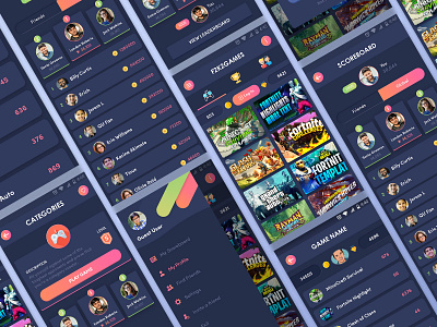 Game App UI (Sneak Peek) app app ui branding dashboard design flat game app game asset gameui icon illustration logo minimal sketch typography ui ux vector web application web ui