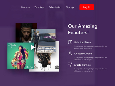 Music app landing page